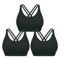 thumbnail image 1 of DREAM SLIM Womens 3 Pack Cross Back Strappy Sports Bra Comfort Medium Impact Bralette Wireless Yoga Workout Bras, 1 of 5
