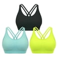 thumbnail image 1 of DREAM SLIM Womens 3 Pack Cross Back Strappy Sports Bra Comfort Medium Impact Bralette Wireless Yoga Workout Bras, 1 of 5