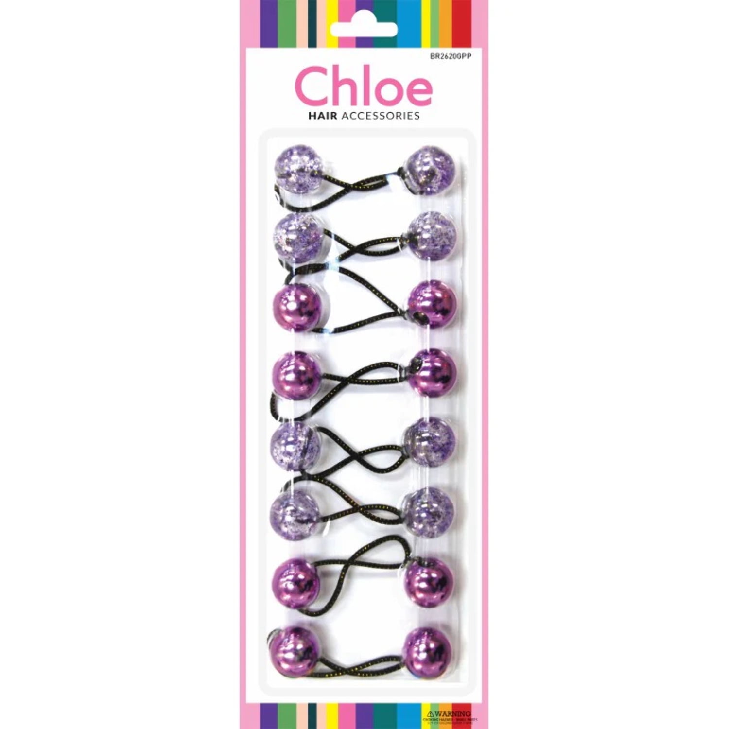 DREAM WORLD Hair Knockers Purple Glitter Purple 8PCS (BR2620GPP