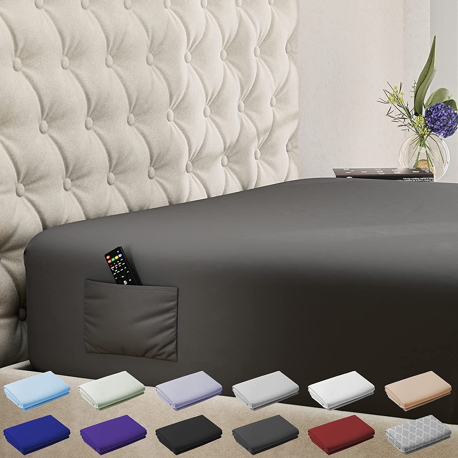 GeSkincare Sheets 160枚+120枚 DREAMCARE Queen Size Elastic Fitted Sheet 21 inches with Side