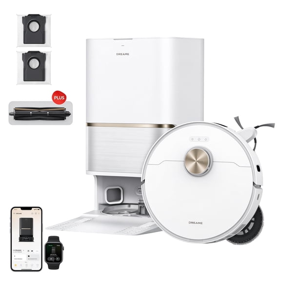 DREAME L60 Ultra FE Robot Vacuum and Mop with 30000Pa Suction, Auto-Empty and 100℃ Self-Cleaning Mop, Obstacle Avoidance and 360° Navigation, Corner to Edge Deep Cleaning, TriCut Brush, White