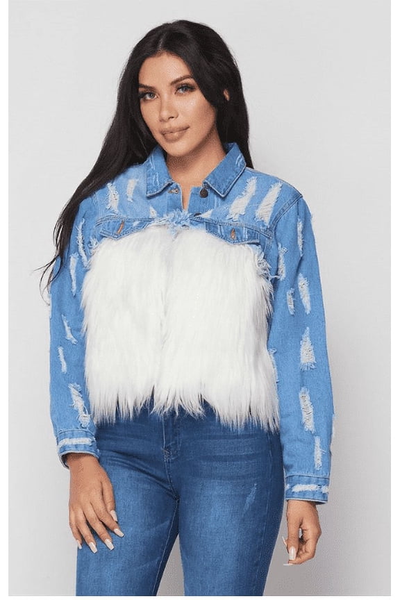 DREAMER FAUX FUR DENIM JACKET