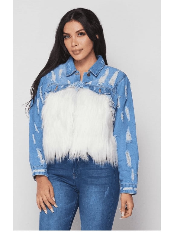 DREAMER FAUX FUR DENIM JACKET