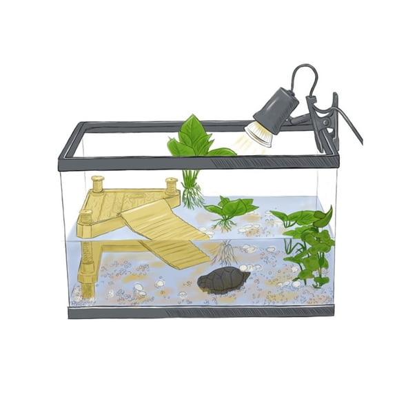 DREAMER.U Aquarium Fish Tank Underwater Landscaping Resin Tortoise Turtle Reptiles Terrace Bridge Decorations Ornaments Accessories Floating Turtle Island Basking Platform Large