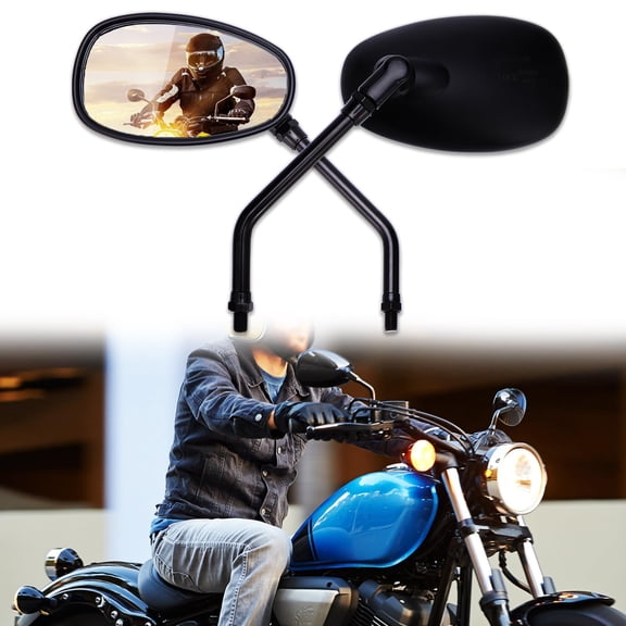 DREAMIZER Black 10MM Motorcycle Mirror Universal Motorcycle Rear Vide Side Mirrors Compatible for Street Bike Scooter Cruiser Touring Chopper