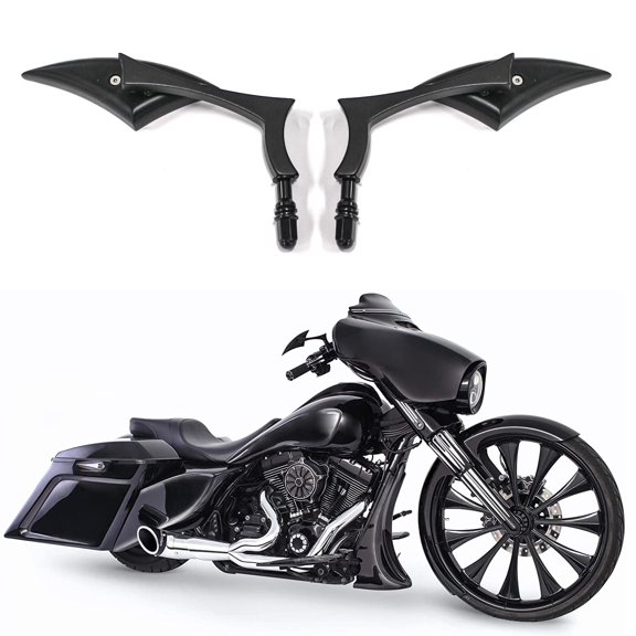 DREAMIZER Bright Black Motorcycle Universal Blade Rear View Side Mirrors Compatible with Harley Street Bike Scooter Chopper Cruiser Sportster Dyna Softail Dirt Bike