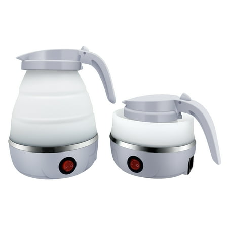 DREAMOSA Portable Foldable Electric Kettle Small Travel Collapsible Heating Water Boiler For Coffee Tea Fast Water Boiling 110V 600ML, White