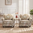 thumbnail image 1 of DREAMSIDEA 2 Pack Floral Accent Chairs with Rolled Arm, Upholstered Living Room Accent Chair with Nailhead Trim&Wood Legs Reading, Square Reading Chair for Bedroom Office Small Spaces-Sand Blooms, 1 of 5
