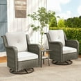 thumbnail image 1 of DREAMSIDEA 3PCS Outdoor Wicker Swivel Glider Sets,Rattan Outdoor Rocking Chairs, Patio Swivel Bistro Furniture Sets with Table for Backyard, Beige, 1 of 8