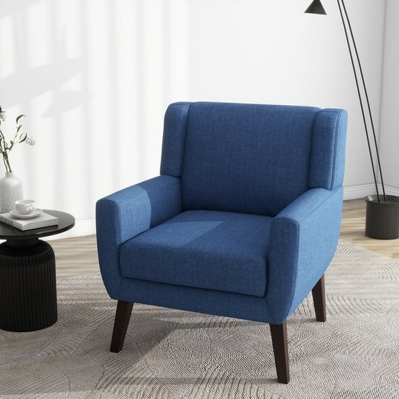 DREAMSIDEA Accent Chair Living Room Chair Linen Upholstered Comfortable Armchair Modern Chairs for Living Room Bedroom Indoor Furniture, Blue
