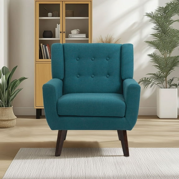 DREAMSIDEA Accent Chair Modern Upholstered Armchair for Living Room Button Tufted Reading Chair Bedroom Dorm Office,Light Blue