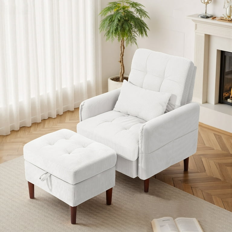 DREAMSIDEA Accent Chair with Storage Ottoman, Adjustable Backrest