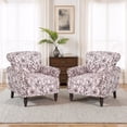 thumbnail image 1 of DREAMSIDEA Accent Chairs Set of 2 Upholstered Pattern Morden Armchair Comfy Linen Fabric Reading Chairs for Living Room,Rococo Plum, 1 of 7