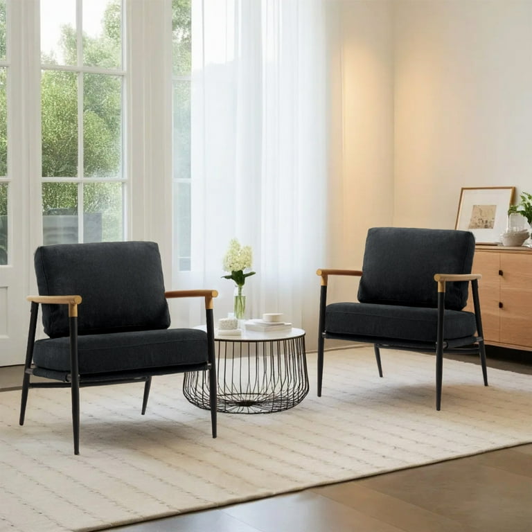 DREAMSIDEA Chenille Home Accent Chairs Set of 2, Modern  display picture 3