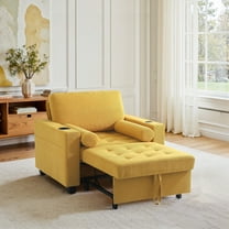 DREAMSIDEA Convertible Sleeper Chair with Pullout Bed, 3-in-1 Sleeper Sofa Chair Lounge Chair with Adjustable Backrest Indoor, Modern Single Sofa Bed Armchair for Living Room Bedroom Office(Yellow)