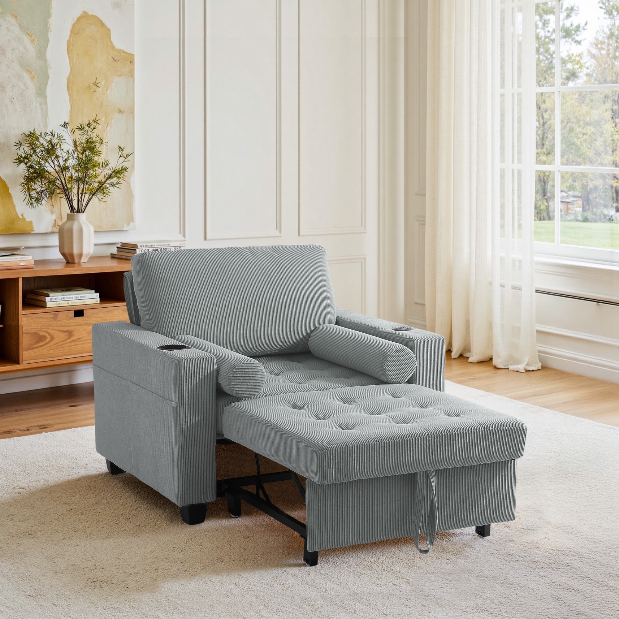 DREAMSIDEA Convertible Sleeper Chair with Pullout Bed, 3-in-1 Sleeper ...