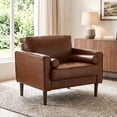 thumbnail image 1 of DREAMSIDEA Faux Leather Accent Chair Comfy Armchair Reading Chair with Pillows for Living Room Bedroom Office,Brown, 1 of 5