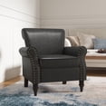 thumbnail image 1 of DREAMSIDEA Faux Leather Accent Chair Upholstered Armchair Morden Comfy Living Room Sofa Chair, Black, 1 of 6