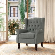 DREAMSIDEA Tufted Wingback Accent Chair for Living Room,High Back Upholstered Chair Gray Indoor Furniture