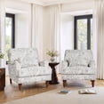 thumbnail image 1 of DREAMSIDEA High Back Floral Accent Chairs Set of 2 for Living Room, Upholstered Lounge Armchair with Lumbar Pillow Comfy Reading Sofa Chair, Rococo Light Gray, 1 of 6