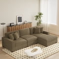 thumbnail image 1 of DREAMSIDEA L Shaped Sectional Sofa Couch for Living Room, Modern Corduroy L-Shaped Couch 3-Seat Sofa Sectional with Left-Armrest Chaise for Apartment & Small Space,Camel, 1 of 5