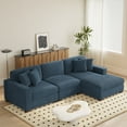 thumbnail image 1 of DREAMSIDEA L Shaped Sectional Sofa Couch for Living Room, Modern Corduroy L-Shaped Couch 3-Seat Sofa Sectional with Left-Armrest Chaise for Apartment & Small Space,Navy, 1 of 5