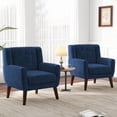 thumbnail image 1 of DREAMSIDEA Modern Button Tufted Accent Chair Set of 2 Upholstered Armchair Indoor,Velvet Living Room Chair for Bedroom,Royal Blue, 1 of 5