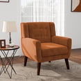 thumbnail image 1 of DREAMSIDEA Modern Button Tufted Accent Chair Upholstered Armchair Indoor,Velvet Living Room Chair for Bedroom, Orange, 1 of 5