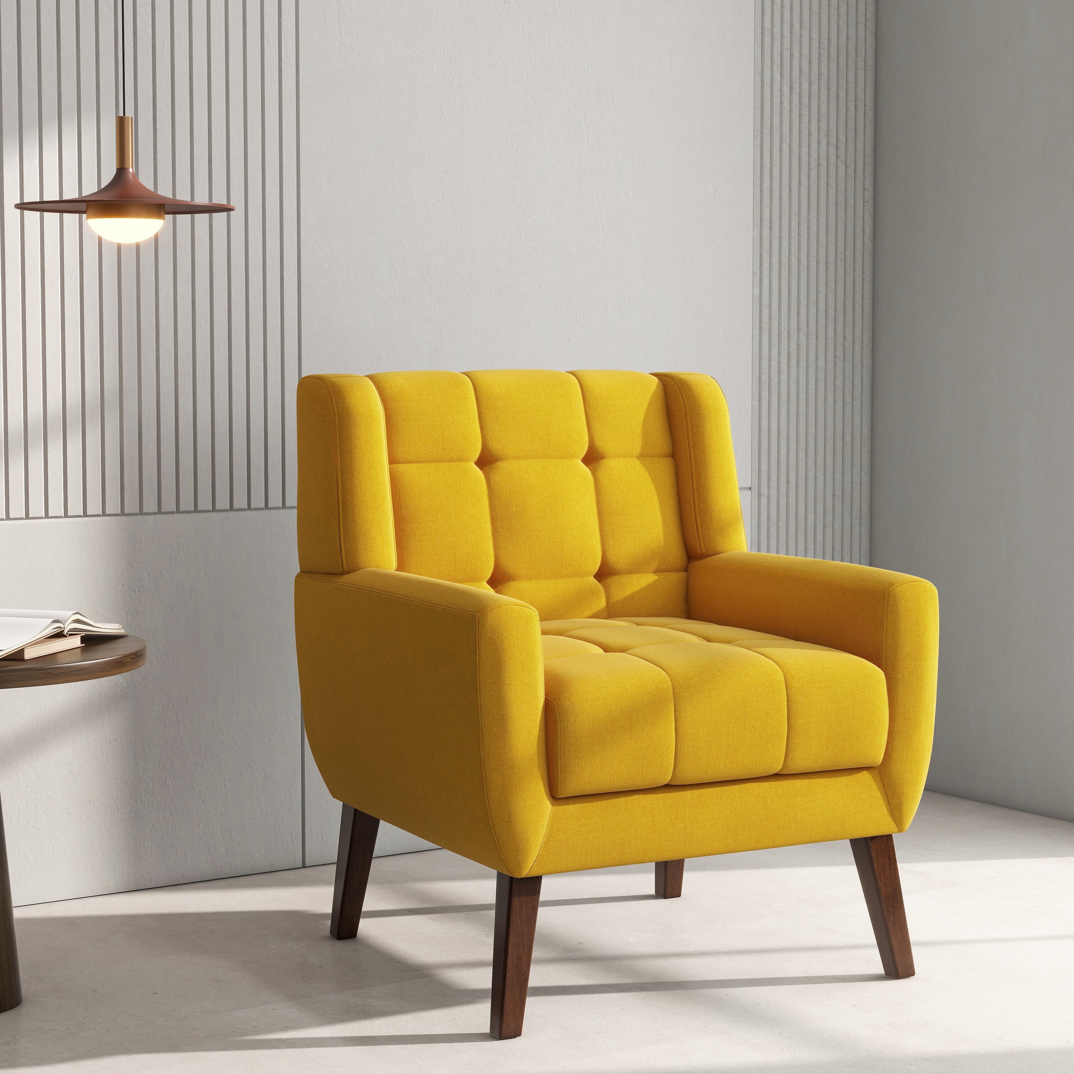 DREAMSIDEA Modern Button Tufted Accent Chair Upholstered Indoor,Linen