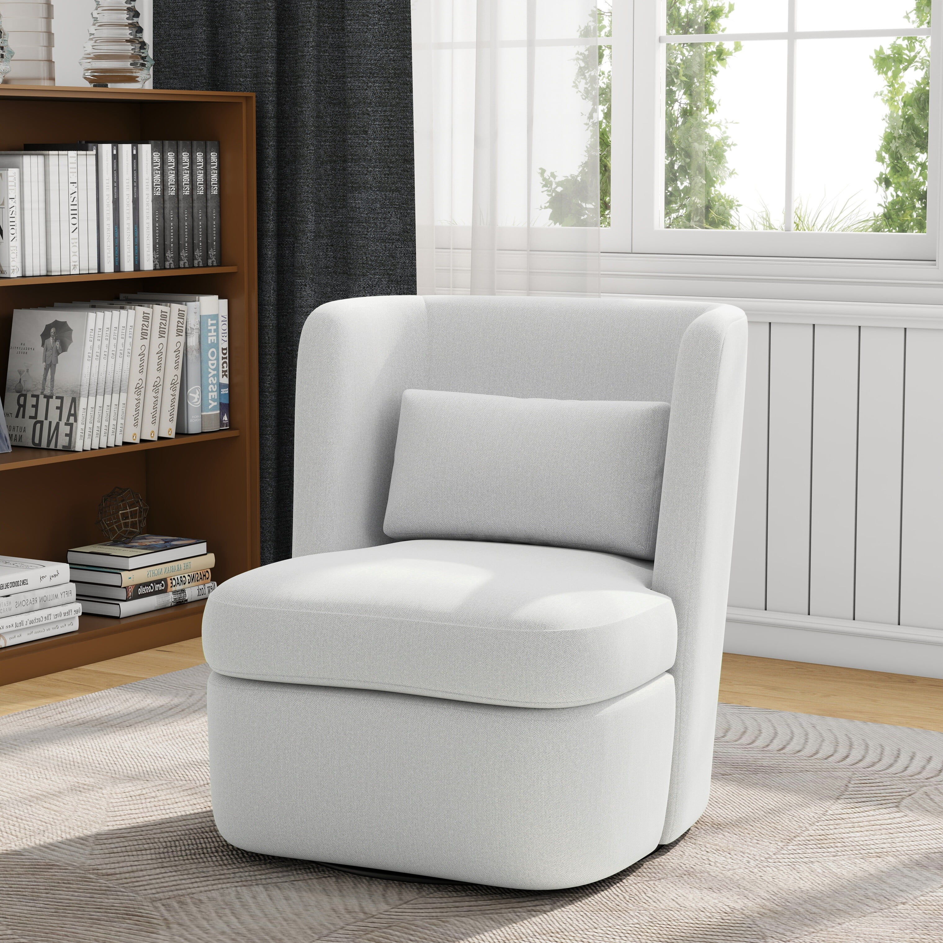 DREAMSIDEA Modern Swivel Accent Chair with Pillow, 360° Linen Fabric ...