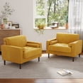 thumbnail image 1 of DREAMSIDEA Modern Upholstered Corduroy Accent Chairs Set of 2 Comfy Armchair Reading Chair with Pillows for Living Room Bedroom Reading Room,Yellow, 1 of 6