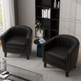 thumbnail image 1 of DREAMSIDEA Morden Accent Chair Set of 2 for Living Room Faux Leather Armchair Comfy Upholstered Single Sofa Chair for Bedroom, Black, 1 of 7