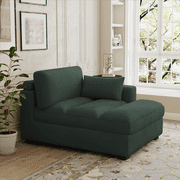 DREAMSIDEA Oversized Chaise Lounge for Living Room Modern Corduroy Sofa with Left Armrest Indoor Lounge Chair,Hunter Green
