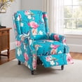 thumbnail image 1 of DREAMSIDEA Push Back Recliner Chair Living Room, Wingback Reclining Sofa Chair, Fabric Floral Recliner Reading Chair with Footrest for Living Room/Office/Apartment, Peacock Blue, 1 of 5