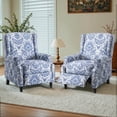 thumbnail image 1 of DREAMSIDEA Push Back Recliner Chair Set of 2 Living Room, Wingback Reclining Sofa Chair, Fabric Floral Recliner Reading Chair with Footrest for Living Room/Office/Apartment, Navy, 1 of 5