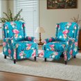 thumbnail image 1 of DREAMSIDEA Push Back Recliner Chair Set of 2 Living Room, Wingback Reclining Sofa Chair, Fabric Floral Recliner Reading Chair with Footrest for Living Room/Office/Apartment, Peacock Blue, 1 of 5