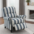 thumbnail image 1 of DREAMSIDEA Pushback Recliner Chair, Fabric Accent Armchair, Home Theater Overstuffed Single Sofa for Living Room, Stripe Navy, 1 of 1