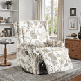 thumbnail image 1 of DREAMSIDEA Recliner Swivel Glider Rocker Nursery Chair for Adults, High Back Upholstered Rocking Armchair for Living Room, Manual Reclining Sofa Lounge Chair with Deep Seat in Fabric - Beige Plants, 1 of 5
