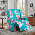 thumbnail image 1 of DREAMSIDEA Recliner Swivel Glider Rocker Nursery Chair for Adults, High Back Upholstered Rocking Armchair for Living Room, Manual Reclining Sofa Lounge Chair with Deep Seat in Fabric - Peacock Blue, 1 of 5