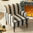 thumbnail image 1 of DREAMSIDEA Stripe Accent Chair ArmChair,Living Room Chair with Arms, Comfy Single Sofa Reading Chair Nailhead Trim for Bedroom, Black, 1 of 7