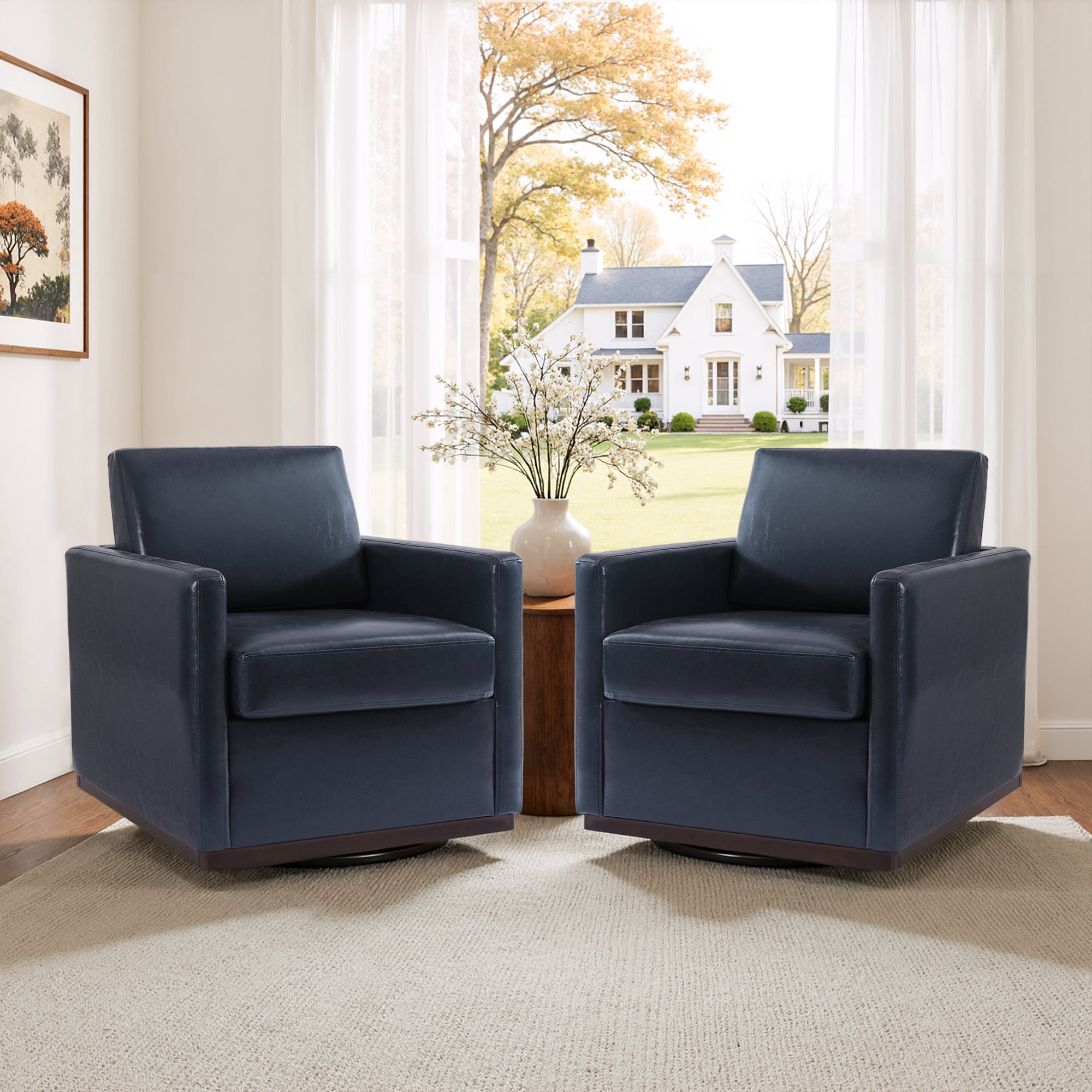 DREAMSIDEA Swivel Accent Chair Set of 2 with Thick Cushion Mid Century ...