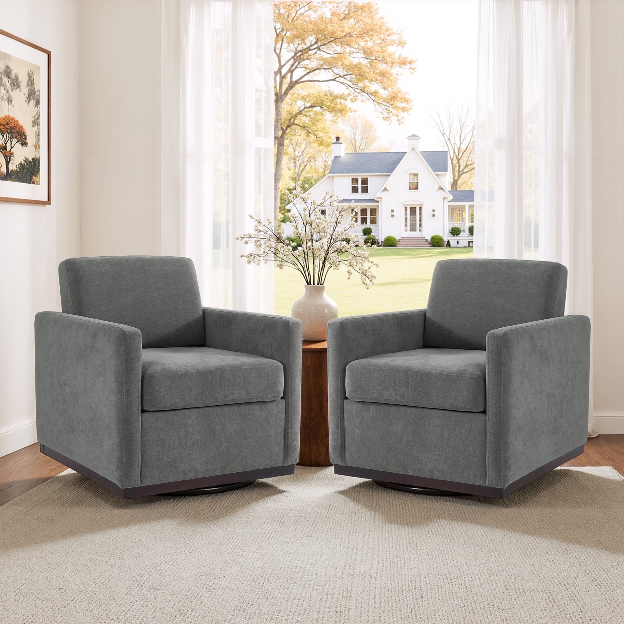 DREAMSIDEA Swivel Accent Chair Set of 2 with Thick Cushion Modern ...