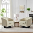 thumbnail image 1 of DREAMSIDEA Swivel Accent Chair Sets of 2 for Living Room, PU Leather Swivel Barrel Club Chair Comfy Single Reading Chair - Beige, 1 of 7