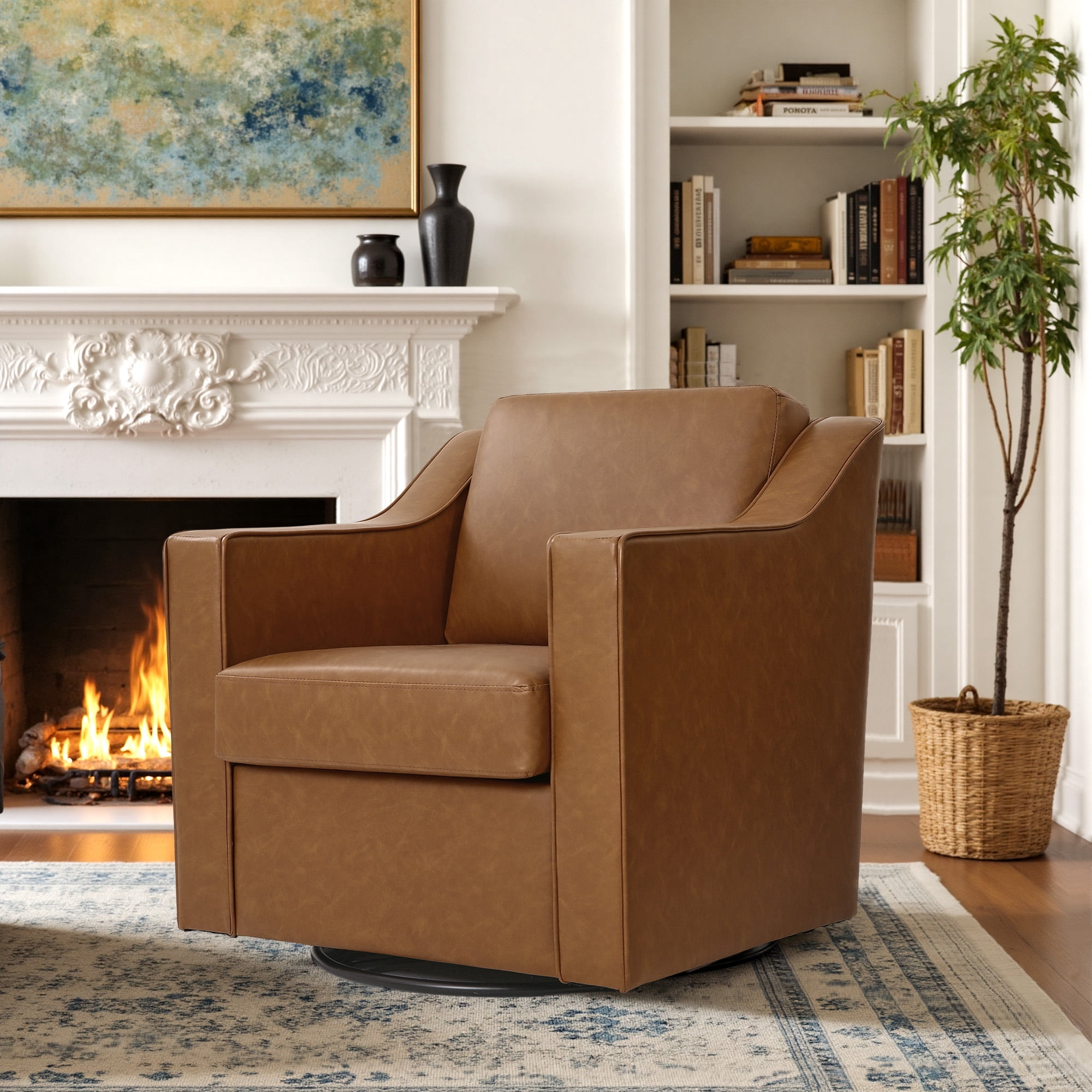 DREAMSIDEA Swivel Accent Chair, Swivel Barrel Chair, Upholstered Comfy ...