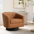 thumbnail image 1 of DREAMSIDEA Swivel Accent Chair for Living Room, PU Leather Swivel Barrel Club Chair Comfy Single Reading Chair - Coffee, 1 of 7