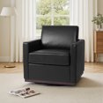 thumbnail image 1 of DREAMSIDEA Swivel Accent Chair with Thick Cushion Mid Century Faux Leather Barrel Chair Swivel Club Chair for Living Room&Bedroom,Black, 1 of 6