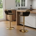 thumbnail image 1 of DREAMSIDEA Swivel Bar Stools Set of 2 Modern Velvet Upholstered High Back Adjustable Bar Chairs with Golden Footrest for Kitchen Counter Square Island, Coffee, 1 of 5
