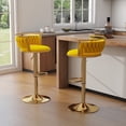 thumbnail image 1 of DREAMSIDEA Swivel Bar Stools Set of 2 Modern Velvet Upholstered High Back Adjustable Bar Chairs with Golden Footrest for Kitchen Counter Square Island, Yellow, 1 of 5