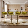 thumbnail image 1 of DREAMSIDEA Swivel Bar Stools Set of 4 Modern Velvet Upholstered High Back Adjustable Bar Chairs with Golden Footrest for Kitchen Counter Square Island, Olive Drab, 1 of 5