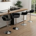 thumbnail image 1 of DREAMSIDEA Swivel Bar Stools Set of 4 Modern Velvet Upholstered High Back Adjustable Bar Chairs with Silver Footrest for Kitchen Counter Square Island, Black, 1 of 5